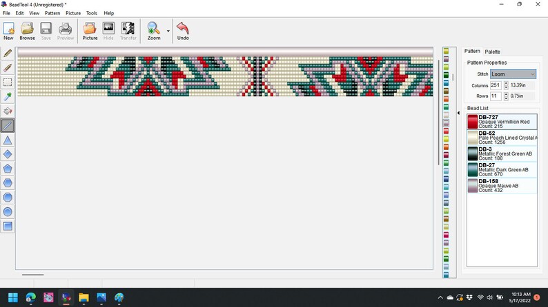 Bead Pattern Computer Digital Pattern for Hatband Loom Beaded Size 11 Seedbead Hatbelt - Etsy