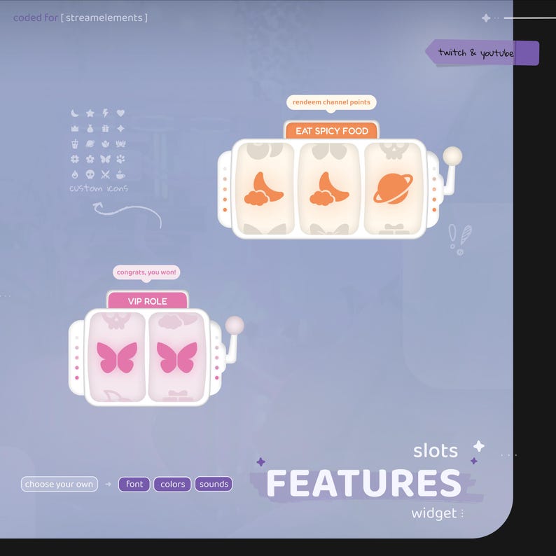 Middle Slots Slots Widget | Events & Channel Points System | Compact Glowy - Neo - Etsy