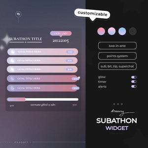 Subathon Goals Widget | Minimal Glowy Gradient - Dreamy