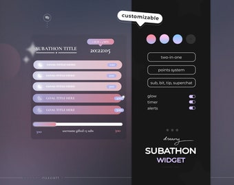 Subathon Goals Widget | Minimal Glowy Gradient - Dreamy