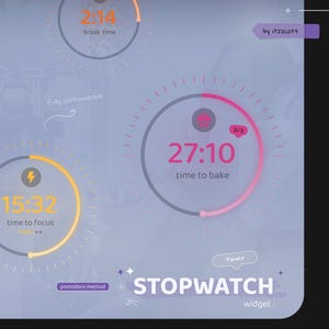 Stopwatch Pomodoro Widget | Countdown Timer | Compact Glowy - Neo