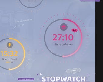 Stopwatch Pomodoro Widget | Countdown Timer | Compact Glowy - Neo