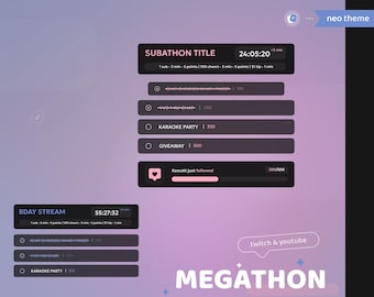 Megathon Goals Widget | Customizable Pink & Blue Heart - Lover
