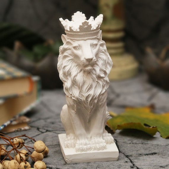 Lion King Statue Lion King Statue Crowned Lion Statue Lion Etsy