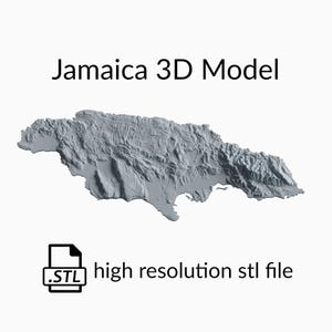 Jamaica topografische kaart 3D-modelbestand | STL-bestand voor CNC-frezen en 3D-printen | 3D-kaart STL van Jamaica