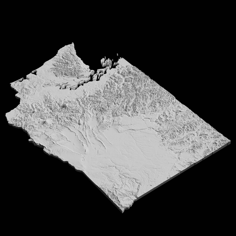 State of Washington Topographic Map 3D Model File | Stl File for CNC ...