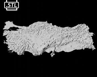 Türkiye Topographic Map 3D Model File | Stl File for CNC Milling and 3D Printing | 3D Map STL of Turkey