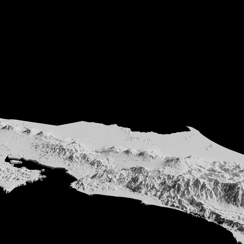 Archivo de modelo 3D del mapa topográfico de Costa Rica | Archivo STL para fresado CNC e impresión 3D | Mapa 3D STL de Costa Rica imagen 2