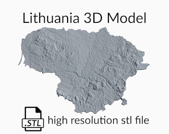 Lithuania Topographic Map 3D Model File | Stl File for CNC Milling and 3D Printing | 3D Map STL of Lithuania