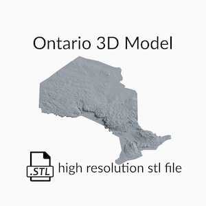 Fichier de modèle 3D de carte topographique de l’Ontario | Fichier STL pour fraisage CNC et impression 3D | Carte 3D STL de l'Ontario - Canada