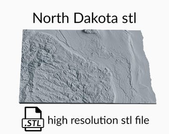 State of North Dakota Topographic Map 3D Model File | Stl File for CNC Milling and 3D Printing | 3D Map STL of North Dakota