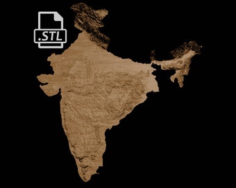 India Topographical Relief Map | 3D Model Stl for CNC and 3D Printing