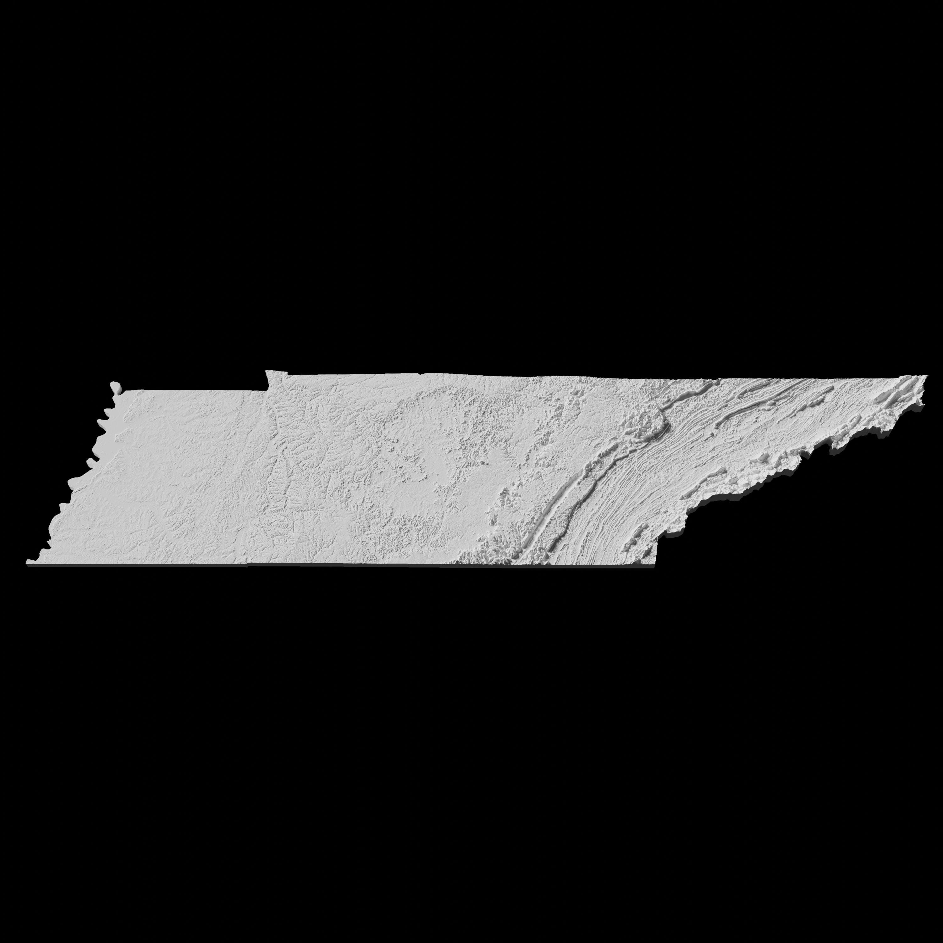 State of Tennessee Topographic Map 3D Model File | Stl File for CNC ...
