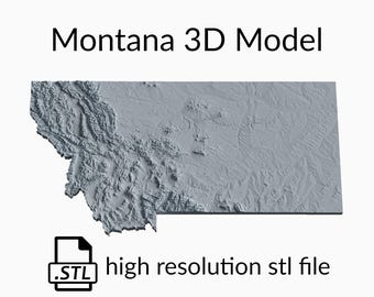 State of Montana Topographic Map 3D Model File | Stl File for CNC Milling and 3D Printing | 3D Map STL of Montana