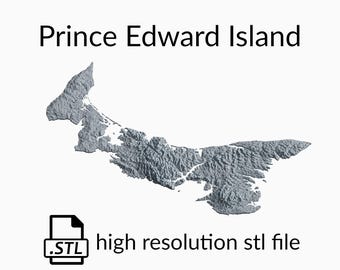 Prince Edward Island Topographic Map 3D Model File | Stl File for CNC Milling and 3D Printing | 3D Map STL of Canada