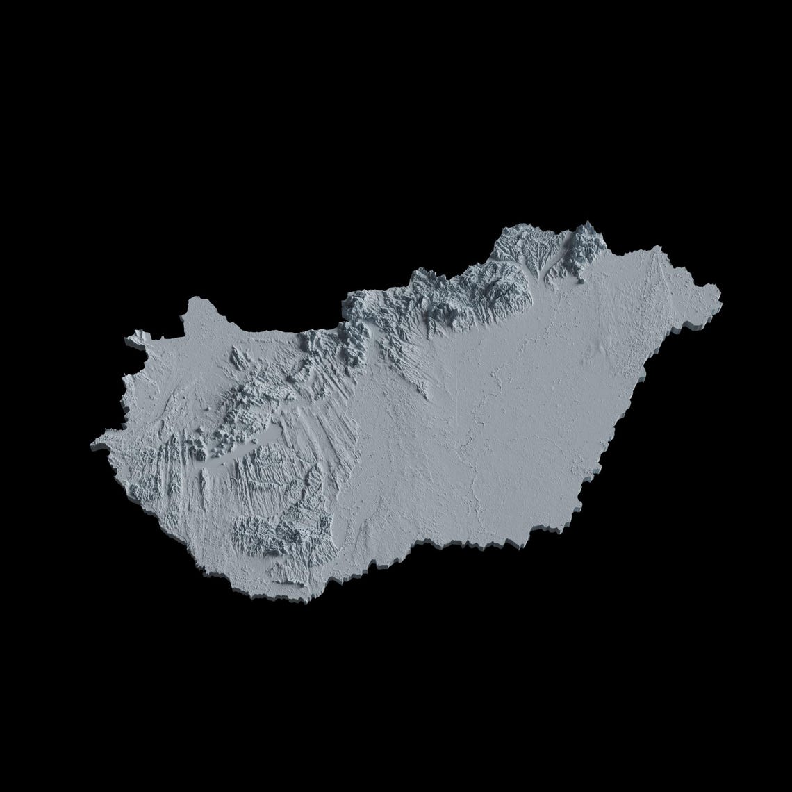 Hungary Topographic Map 3D Model File | Stl File for CNC Milling and 3D ...