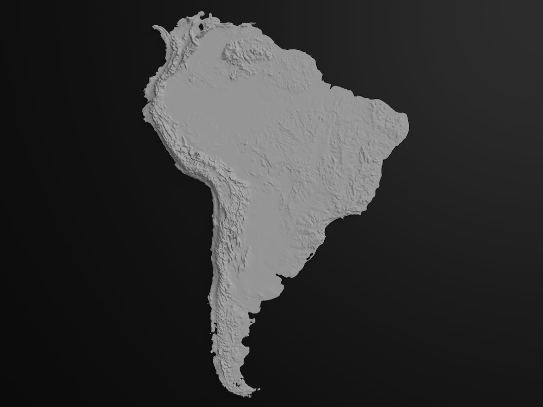South America Topographical Relief Map 3D Model Stl for CNC - Etsy