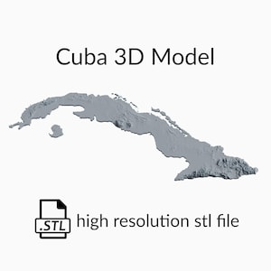 Fichier de modèle 3D de carte topographique de Cuba | Fichier STL pour fraisage CNC et impression 3D | Carte 3D STL de Cuba
