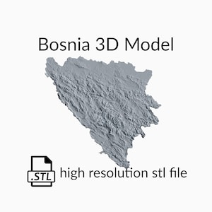 Bosnië en Herzegovina Topografische kaart 3D-modelbestand | STL-bestand voor CNC-frezen en 3D-printen | 3D-kaart STL van Bosnië