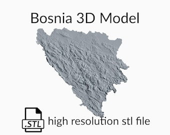 Bosnia and Herzegovina Topographic Map 3D Model File | Stl File for CNC Milling and 3D Printing | 3D Map STL of Bosnia