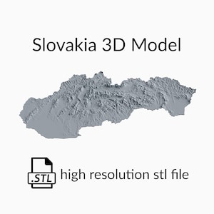 Fichier de modèle 3D de carte topographique de Slovaquie | Fichier STL pour fraisage CNC et impression 3D | Carte 3D STL de la Slovaquie