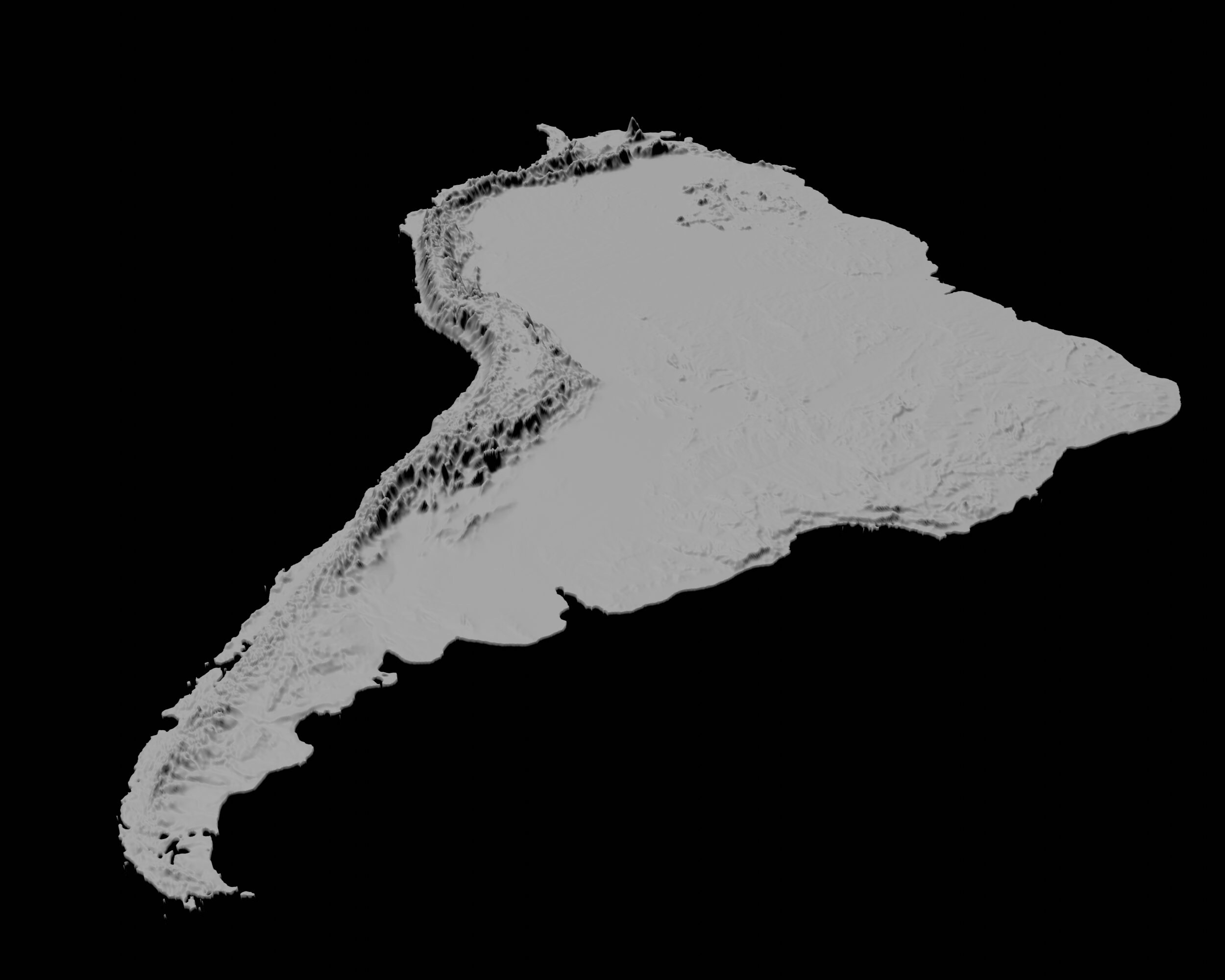 South America Topographical Relief Map | 3D Model Stl for CNC and 3D ...
