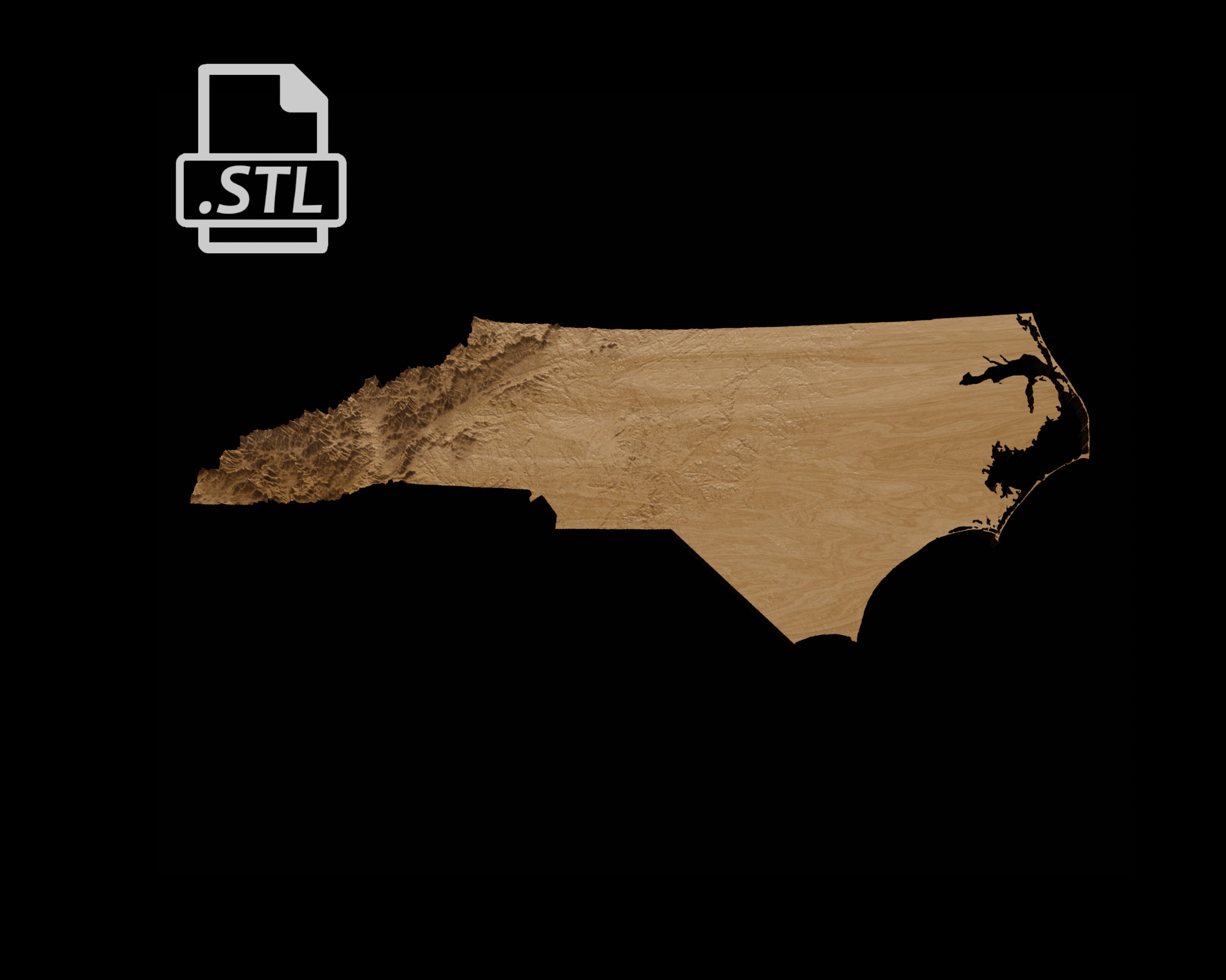 North Carolina State Topographic Map 3D Model Stl for CNC Etsy
