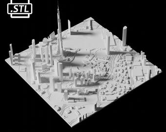 Dubai City 3D Print File | STL file for 3D printing | 3D Map of Dubai | Cityscape 3D Print