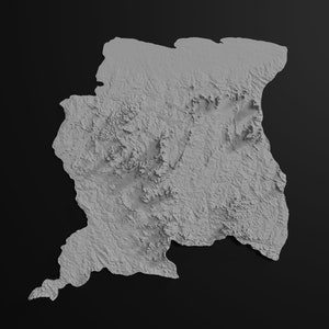 Suriname topografische Karte | 3D-Modell Stl für CNC und 3D Druck