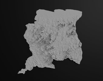 Suriname Topographical Relief Map | 3D Model Stl for CNC and 3D Printing