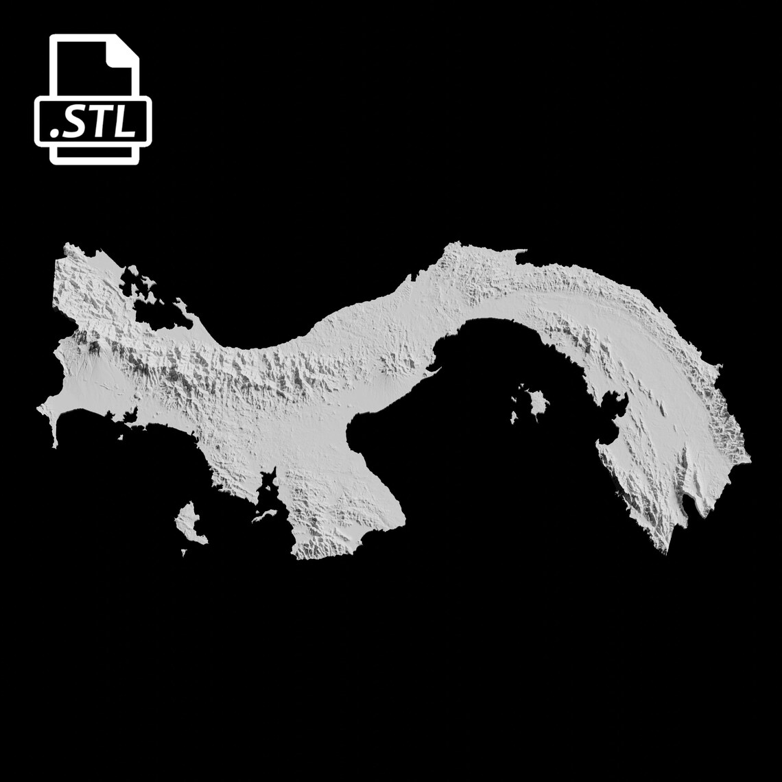 Panama Topographic Map 3D Model File | Stl File for CNC Milling and 3D ...