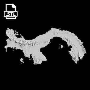 Fichier de modèle 3D de carte topographique du Panama | Fichier STL pour fraisage CNC et impression 3D | Carte 3D STL du Panama