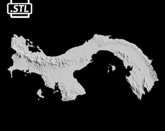 Archivo de modelo 3D del mapa topográfico de Panamá | Archivo STL para fresado CNC e impresión 3D | Mapa 3D STL de Panamá