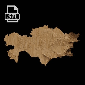 Carte topographique du Kazakhstan | Modèle 3D Stl pour CNC et impression 3D