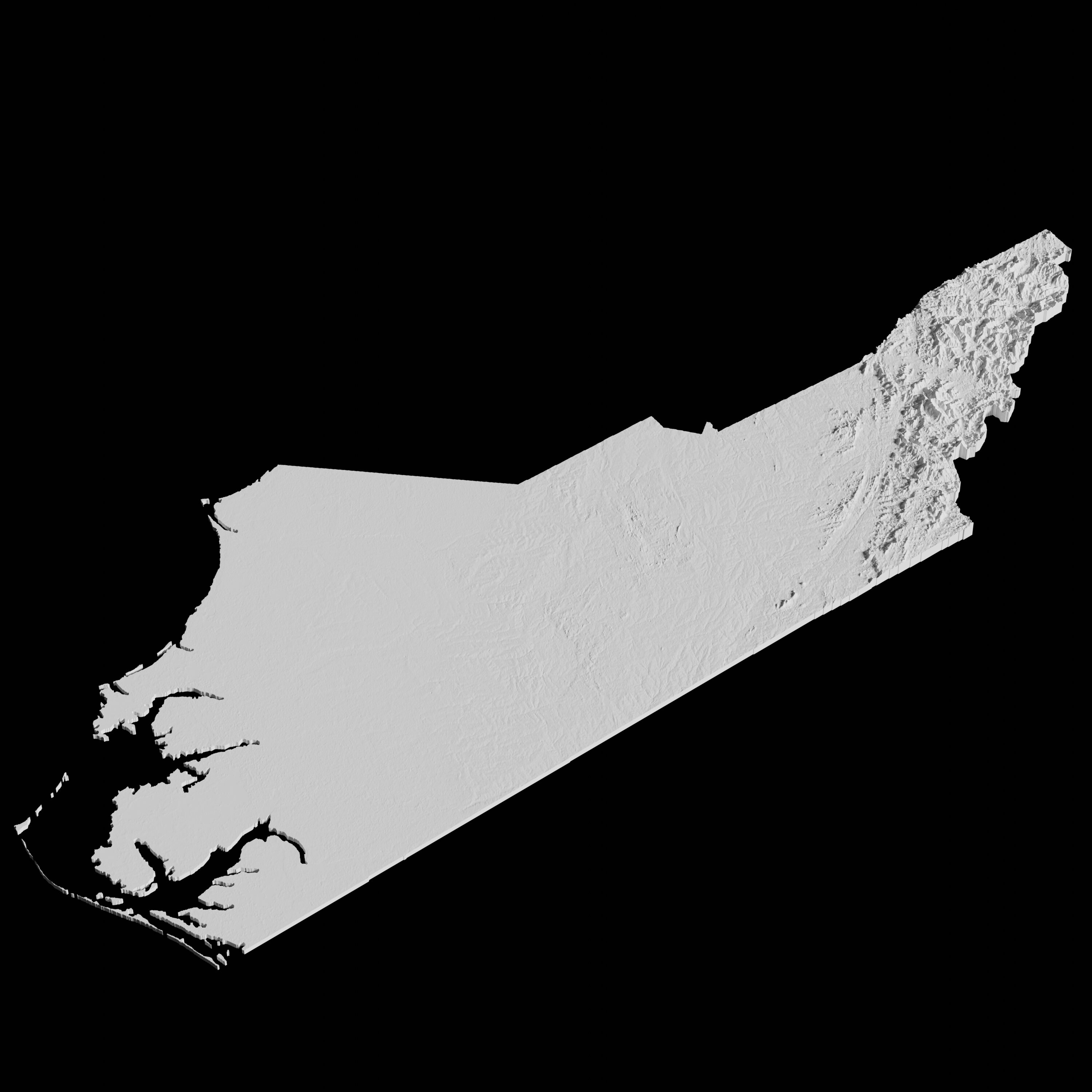 State of North Carolina Topographic Map 3D Model File | Stl File for ...