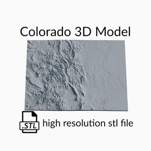 Fichier de modèle 3D de carte topographique de l’État du Colorado | Fichier STL pour fraisage CNC et impression 3D | Carte 3D STL du Colorado