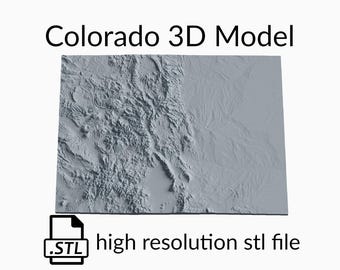 State of Colorado Topographic Map 3D Model File | Stl File for CNC Milling and 3D Printing | 3D Map STL of Colorado
