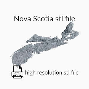Fichier de modèle 3D de carte topographique de la Nouvelle-Écosse | Fichier STL pour le fraisage CNC et l'impression 3D | Carte 3D STL du Canada