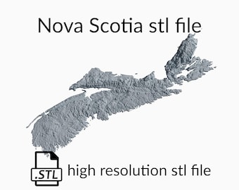 Archivo de modelo 3D del mapa topográfico de Nueva Escocia | Archivo STL para fresado CNC e impresión 3D | Mapa 3D STL de Canadá