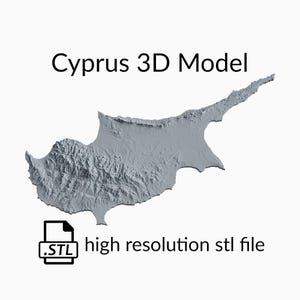 Fichier de modèle 3D de carte topographique de Chypre | Fichier STL pour fraisage CNC et impression 3D | Carte 3D STL de Chypre