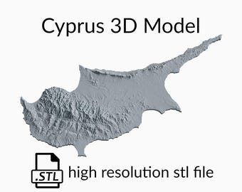 Archivo de modelo 3D del mapa topográfico de Chipre | Archivo STL para fresado CNC e impresión 3D | Mapa 3D STL de Chipre