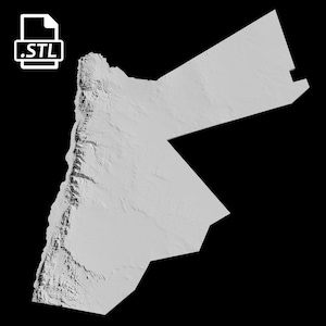 Fichier de modèle 3D de carte topographique de Jordanie | Fichier STL pour fraisage CNC et impression 3D | Carte 3D STL du Royaume de Jordanie