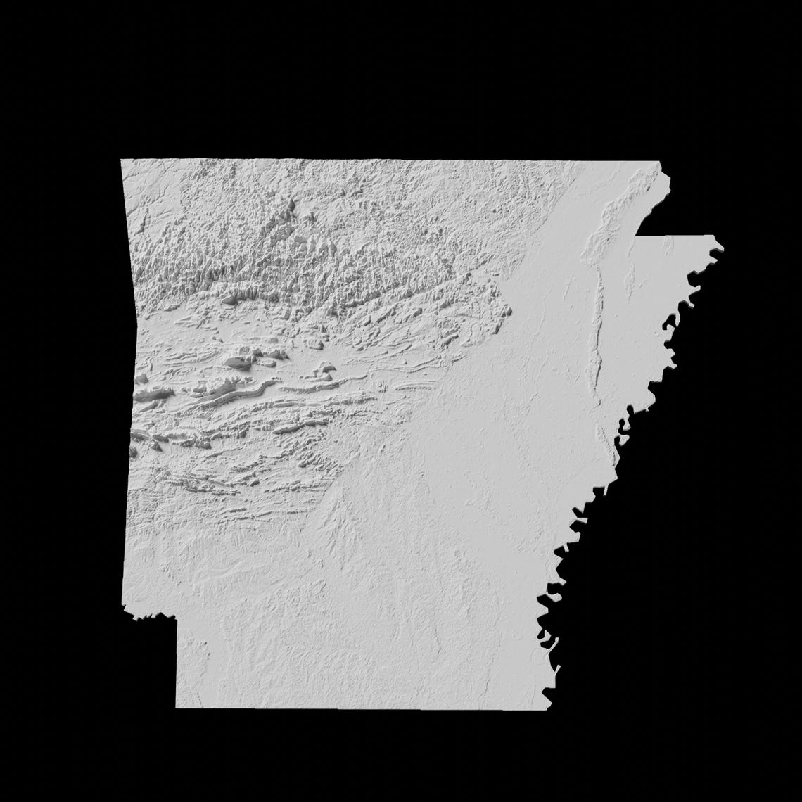 State of Arkansas Topographic Map 3D Model File | Stl File for CNC ...