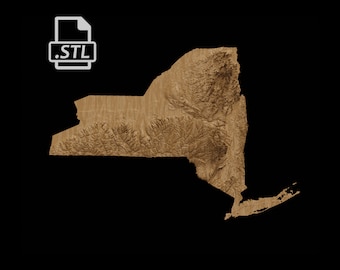 New York State Topographic Map | 3D Model Stl for CNC Carving and 3D Printing