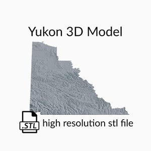 Fichier de modèle 3D de carte topographique du Yukon | Fichier STL pour fraisage CNC et impression 3D | Carte 3D STL du Yukon - Canada
