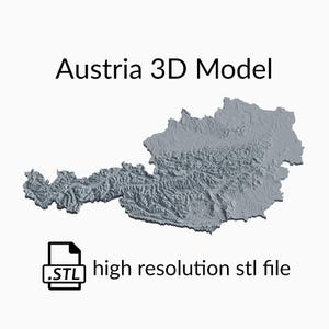 Oostenrijk topografische kaart 3D-modelbestand | STL-bestand voor CNC-frezen en 3D-printen | 3D-kaart STL van Oostenrijk