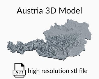 Austria Topographic Map 3D Model File | Stl File for CNC Milling and 3D Printing | 3D Map STL of Austria