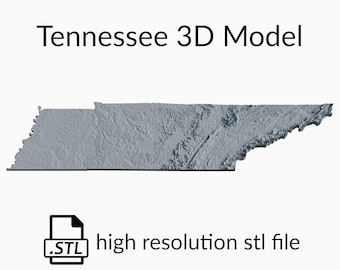 Archivo de modelo 3D del mapa topográfico del estado de Kentucky | Archivo STL para fresado CNC e impresión 3D | Mapa 3D STL de Kentucky