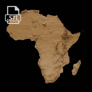 Mapa topográfico de África | Modelo 3D Stl para CNC e impressão 3D