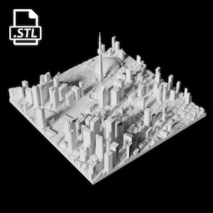 Fichier d’impression 3D de la ville de Toronto | Fichier STL pour l'impression 3D | Carte 3D de Toronto, Ontario Canada